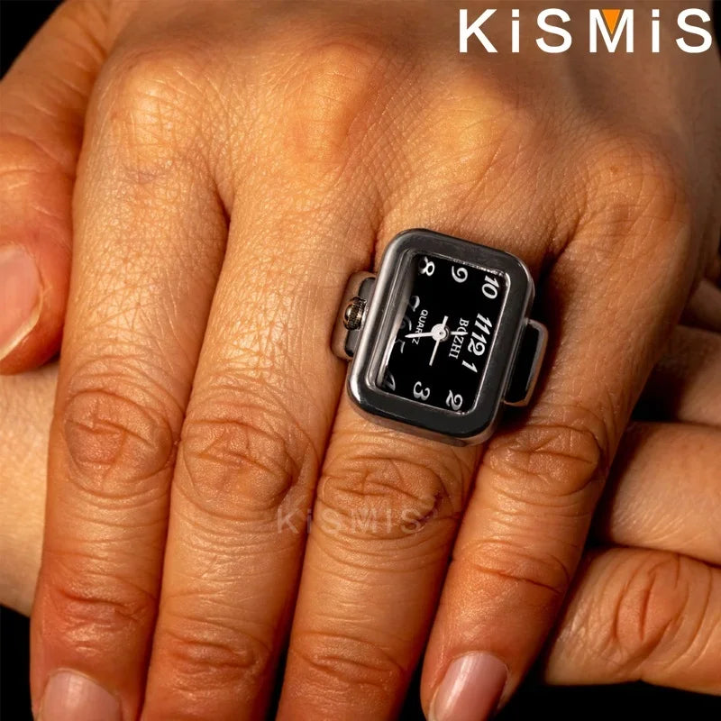 KISMIS Creative Ring Watch, Alloy Shell Finger Circular Dial Couple Watch for Men & Women, New Hot Selling
