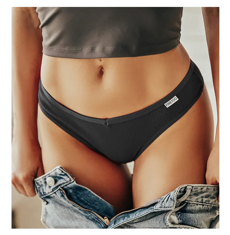 5Pcs/Set Women Cotton Brazilian Panties V Waist Female Underwear Comfortable Underwear Low Rise T-Back Bikini Girls Lingerie New