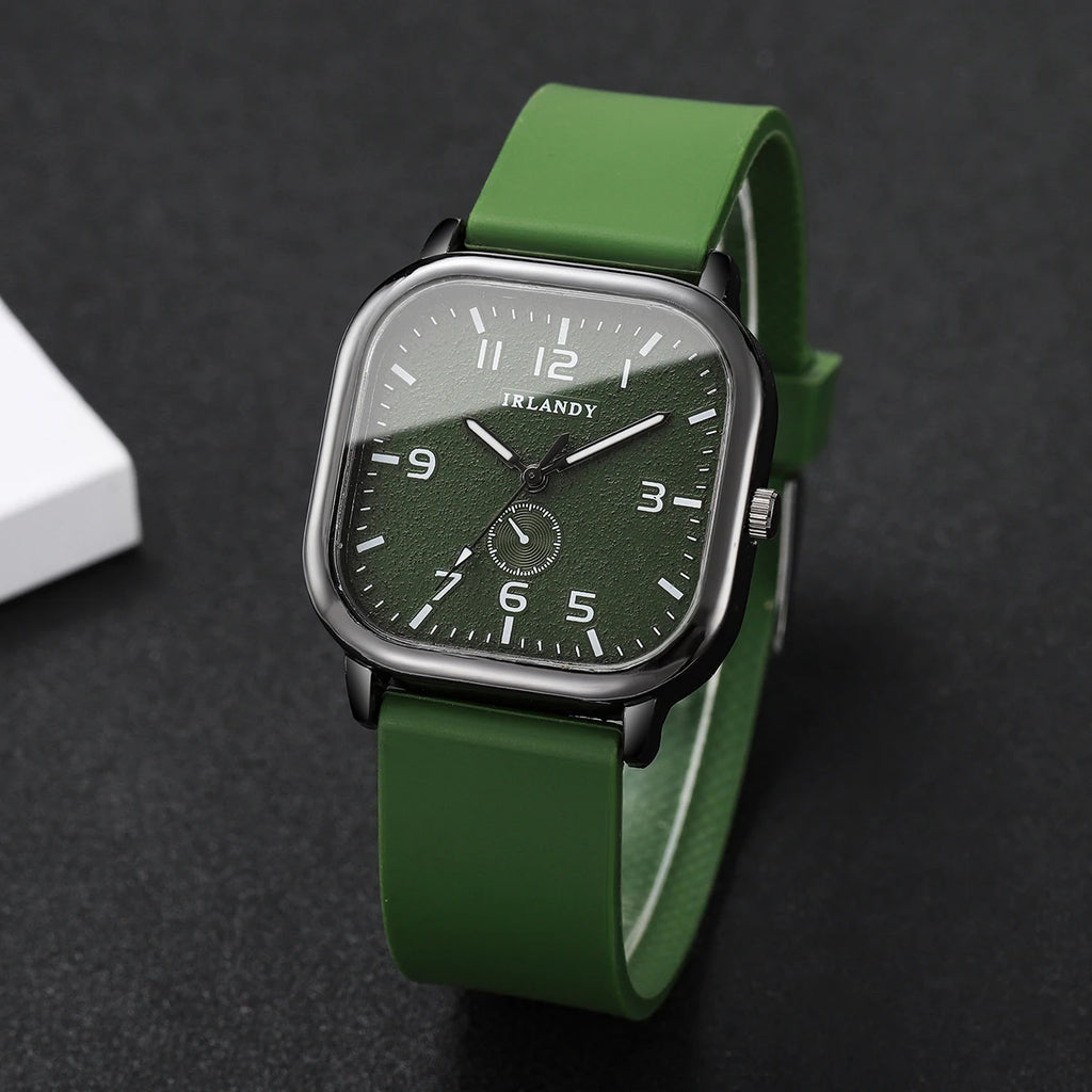 Fashion Square Women's Watch Casual Silicone Strap Quartz Watches Sports Wristwatch For Men Women Students（Without Box）