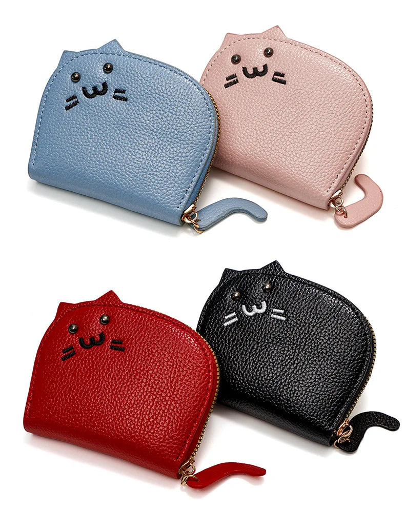 Women's Wallets New Cartoon Cat Compact Kawaii Cute Fashionable Trendy Small Card Bags Portable Large Capacity Coin Purses Girl