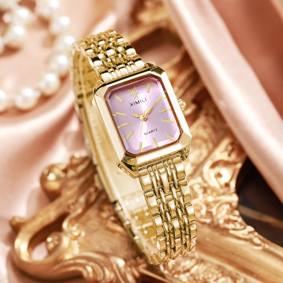 1/2/4PCS Elegant Rectangle Woman Quartz Watch Luxury Stainless Steel Band Ladies Wristwatches Relogio Feminino（Without Box）
