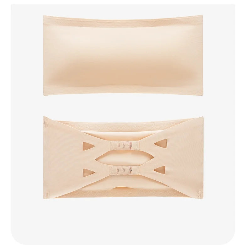 Seamless One-Piece Tube Tops Women Removable Pads Intimates Basic Black/White/Skin Womens Strapless Bra Bandeau Sexy Ice Silk