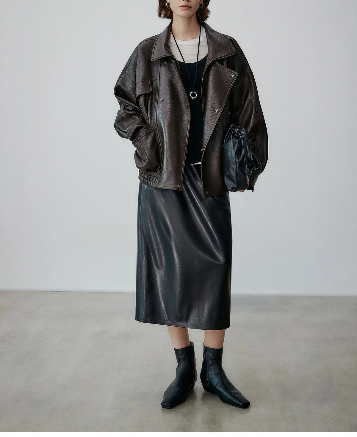 Brown Sheepskin Bubble Skin Coat Female Retro Double Layer Collar Double Breasted Zipper Loose Leather Jacket Winter Outerwear