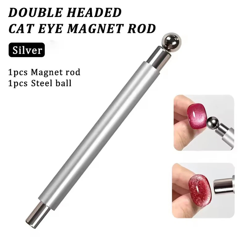 1/2Pcs Cat Eye Magnetic Set Ball With Nail Magnetic Stick Tool Set Double-head Strong Magnet Pen 3D Cat Eye Gel Nail Supplies