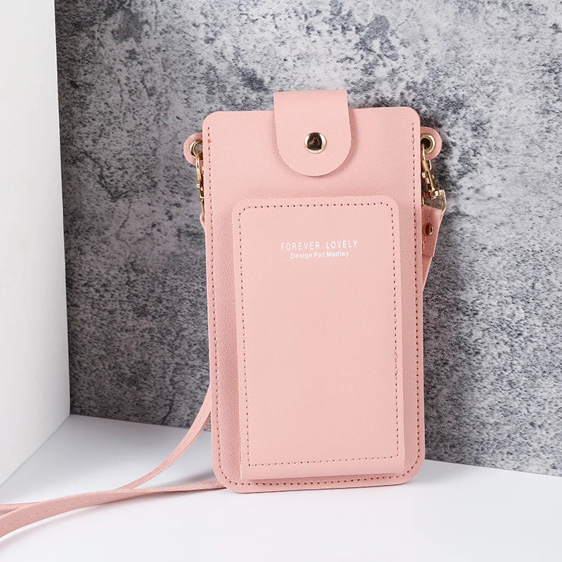 2024 new solid color fashion simple shoulder bag slung mobile phone bag women's driver's license card wallet