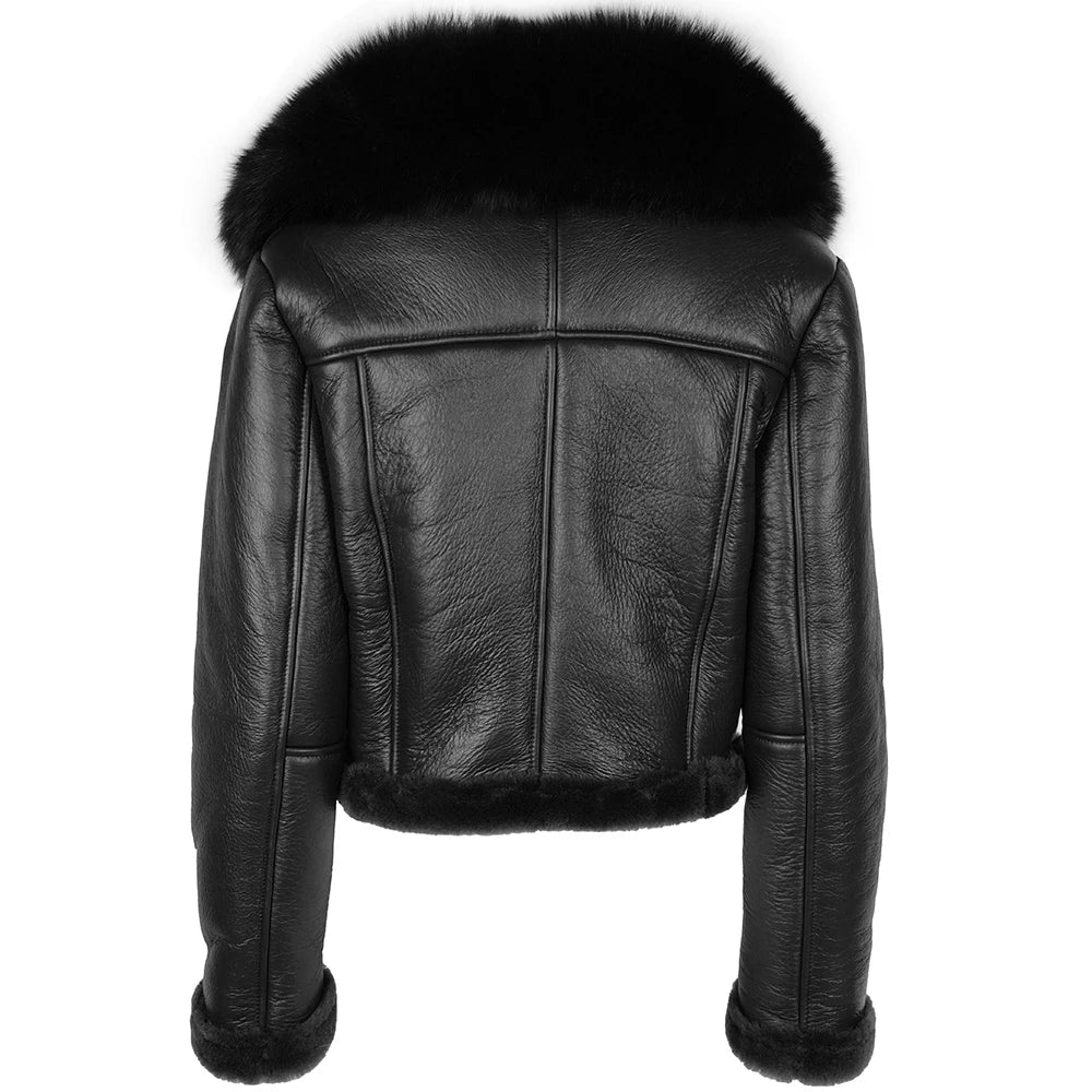 YOLOAgain Burgundy Shearling Jacket With Hood Women 2025 Winter Real Leather Jacket Coat