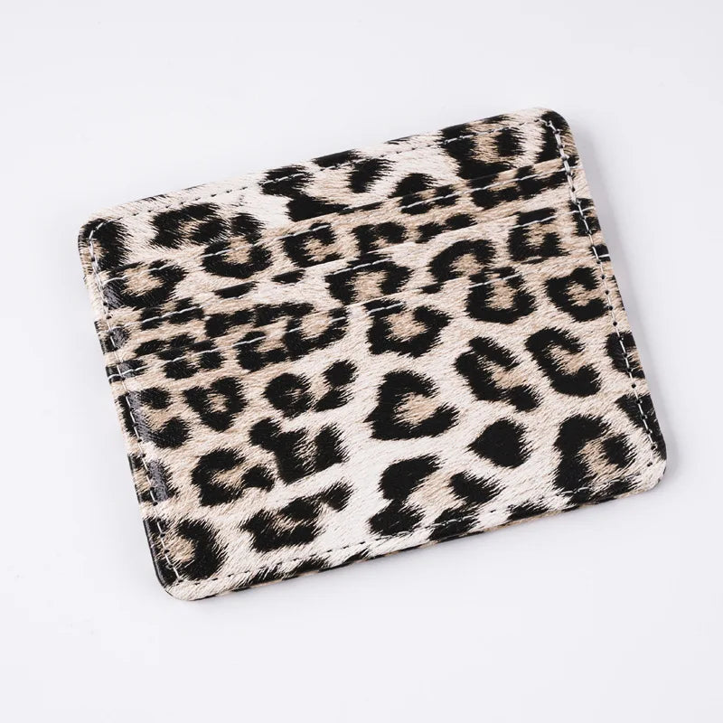 Classics Leopard Print PU Leather Card Wallet Fashoin Bus Id Business Coin Money Thin Card Holder for Men & Women