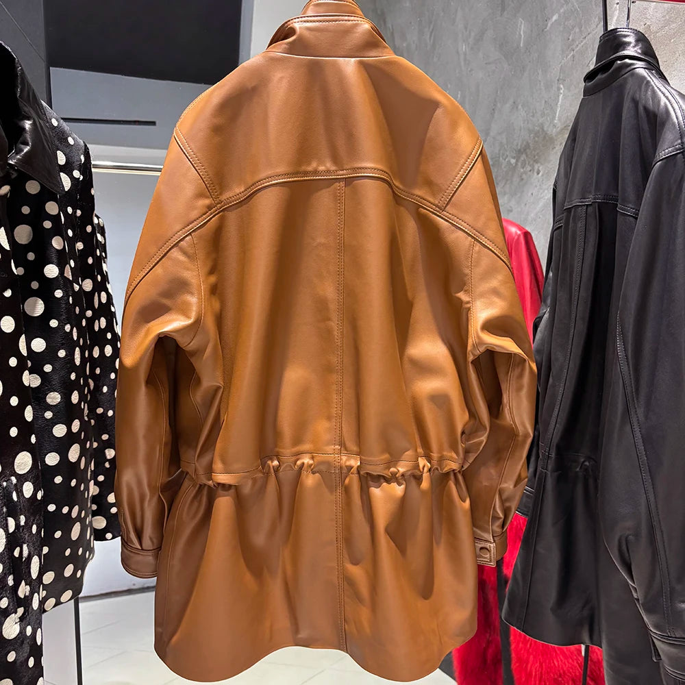 YOLOAgain 2025 Autumn Oversized Leather Jacket Coat Women High Quality Suede Jacket