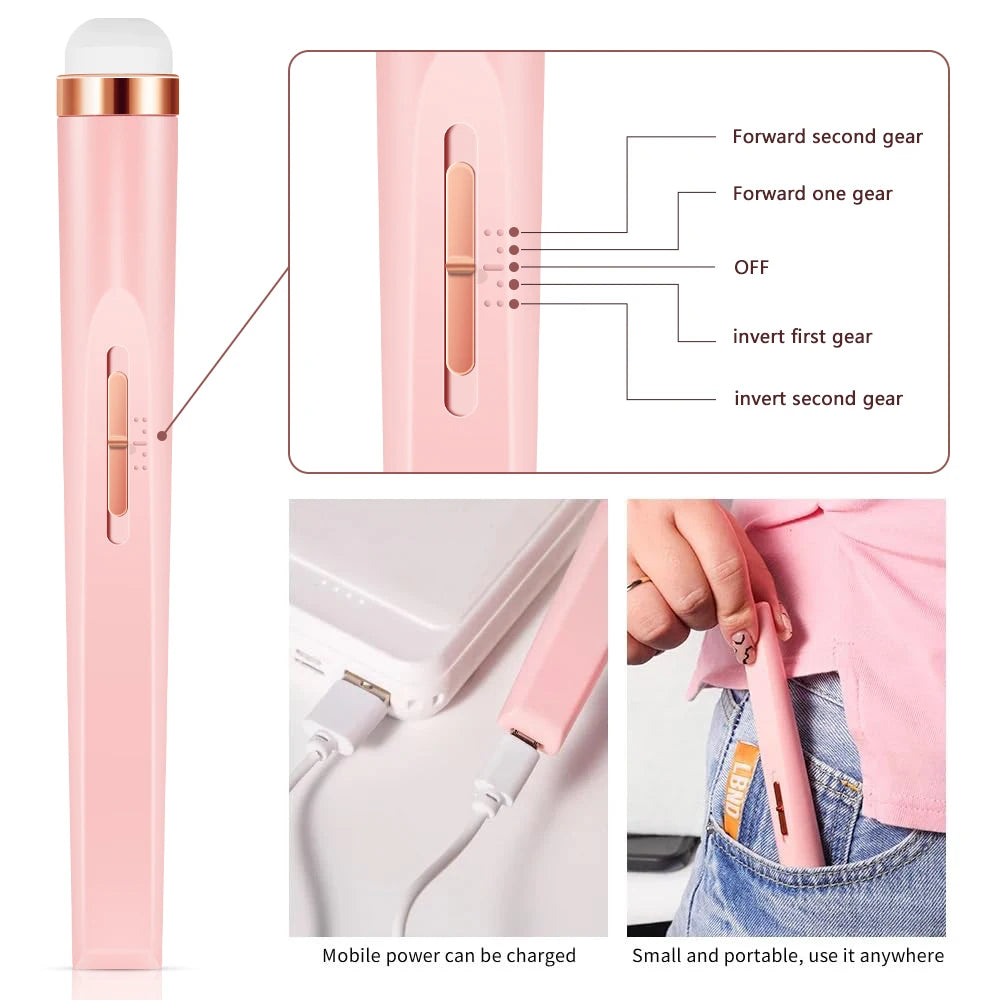 Portable Electric Nail Drill Machine USB Rechargeable Manicure Set for Nail Salon Exfoliation & Polishing for Home Salon
