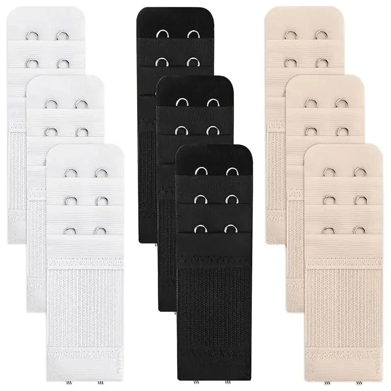 9pcs Soft Bra Extenders, 2-Hook 3-Row Adjustable, Comfort-Fit Back Extender for Women