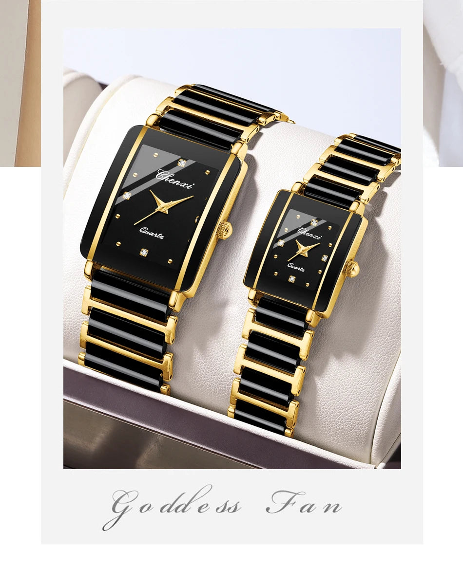 2PCS Couple Watches Ceramics Waterproof Fashion Leisure Men's and Women's Watch Reloj Mujer Romantic Birthday Gift Wristwatch