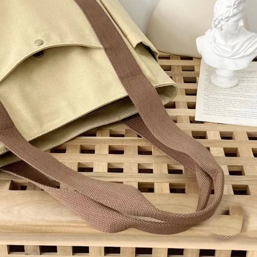 Versatile Forest Style Women'S Canvas Shoulder Bag Large Capacity Book Storage Student Bag For Classroom Travel Daily Use Durabl