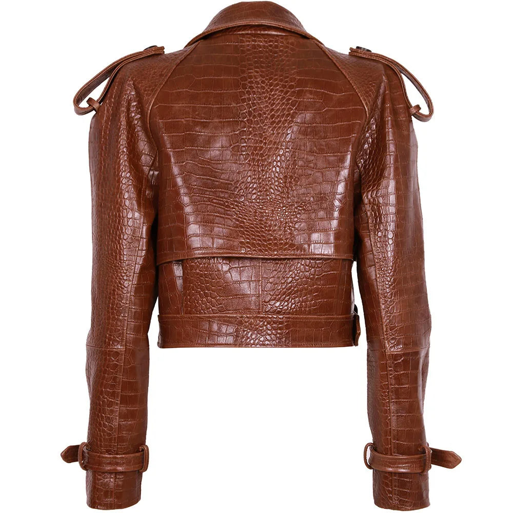 YOLOAgain Women's Real Leather Jacket Sheepskin Coat