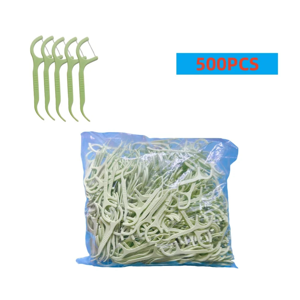 500 Pieces Ultra-Fine Dental Floss Picks for Adults Portable Toothpicks And Floss Combination Bulk Pack Household Dental Care Se
