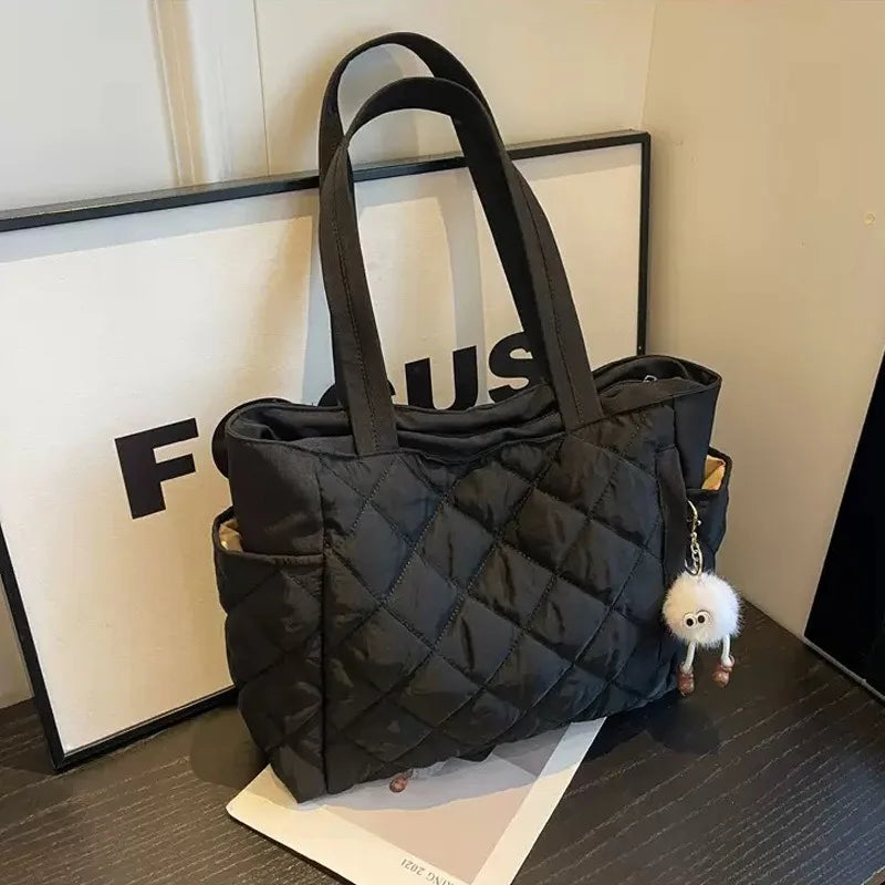 HOMEFISH Rectangular Large Capacity Single Shoulder Bag for Commuting To Work Tote Bag in Korean Style Casual Handle Bag