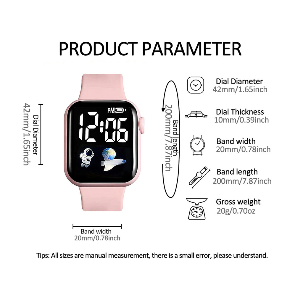 Square Electronic Watch Set with Beaded Butterfly Design and Spaceship Pattern Non-smartwatch Birthday Gift Without Box