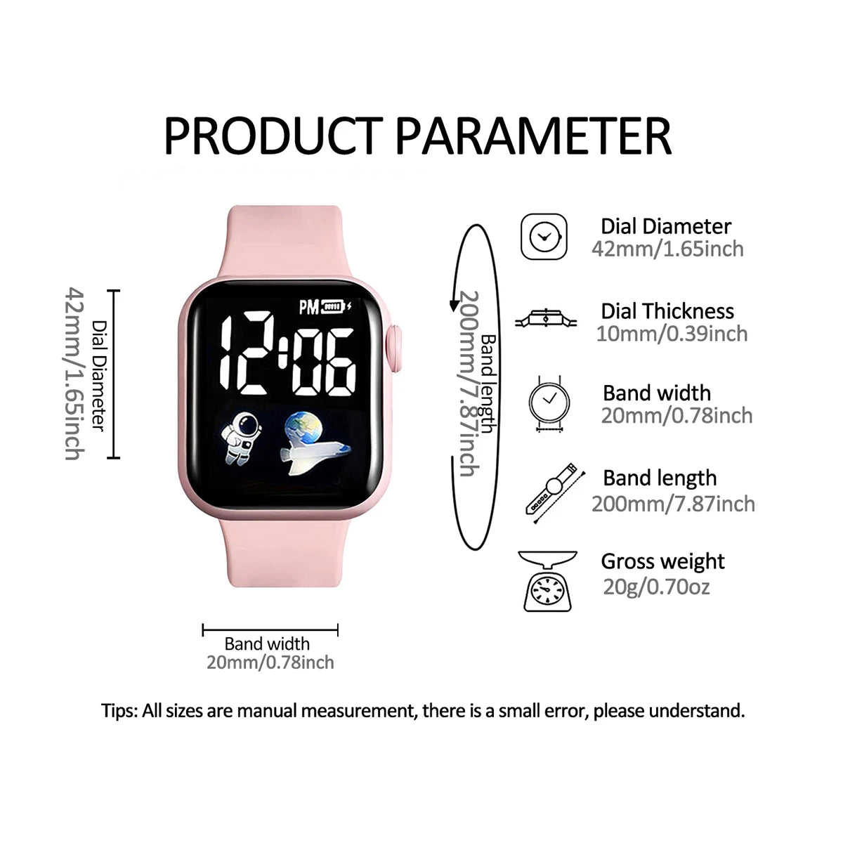 Square Electronic Watch Set with Beaded Butterfly Design and Spaceship Pattern Non-smartwatch Birthday Gift Without Box