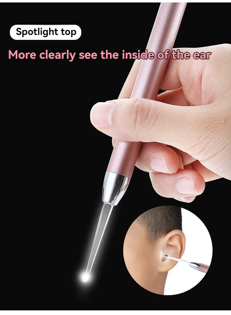 Stainless Steel Luminous Ear Scoop with Light Visual Ear Cleaner Handy Ear Picking Tool