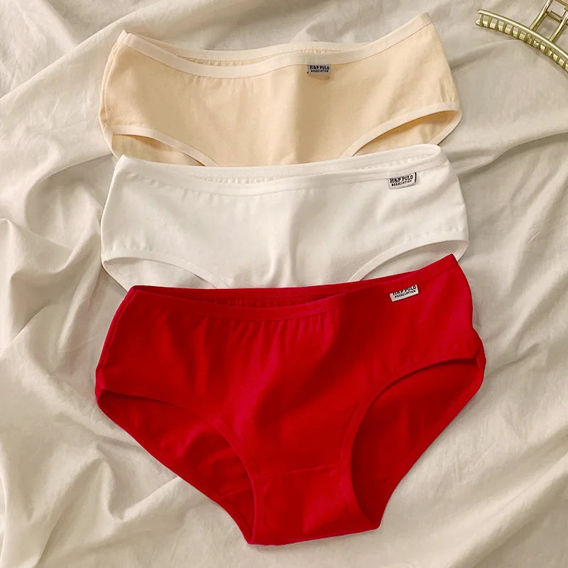 CHUANGERM 7 Pairs Women Solid‑Color Panties Soft Breathable Casual Briefs Cute Ladies Underpants For Daily Wear