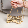 Women's Luxury Designer Bow Acrylic Clutch Bag with Chain Mini Crossbody Handbag for Party Evening Gold Silver Bags for Woman