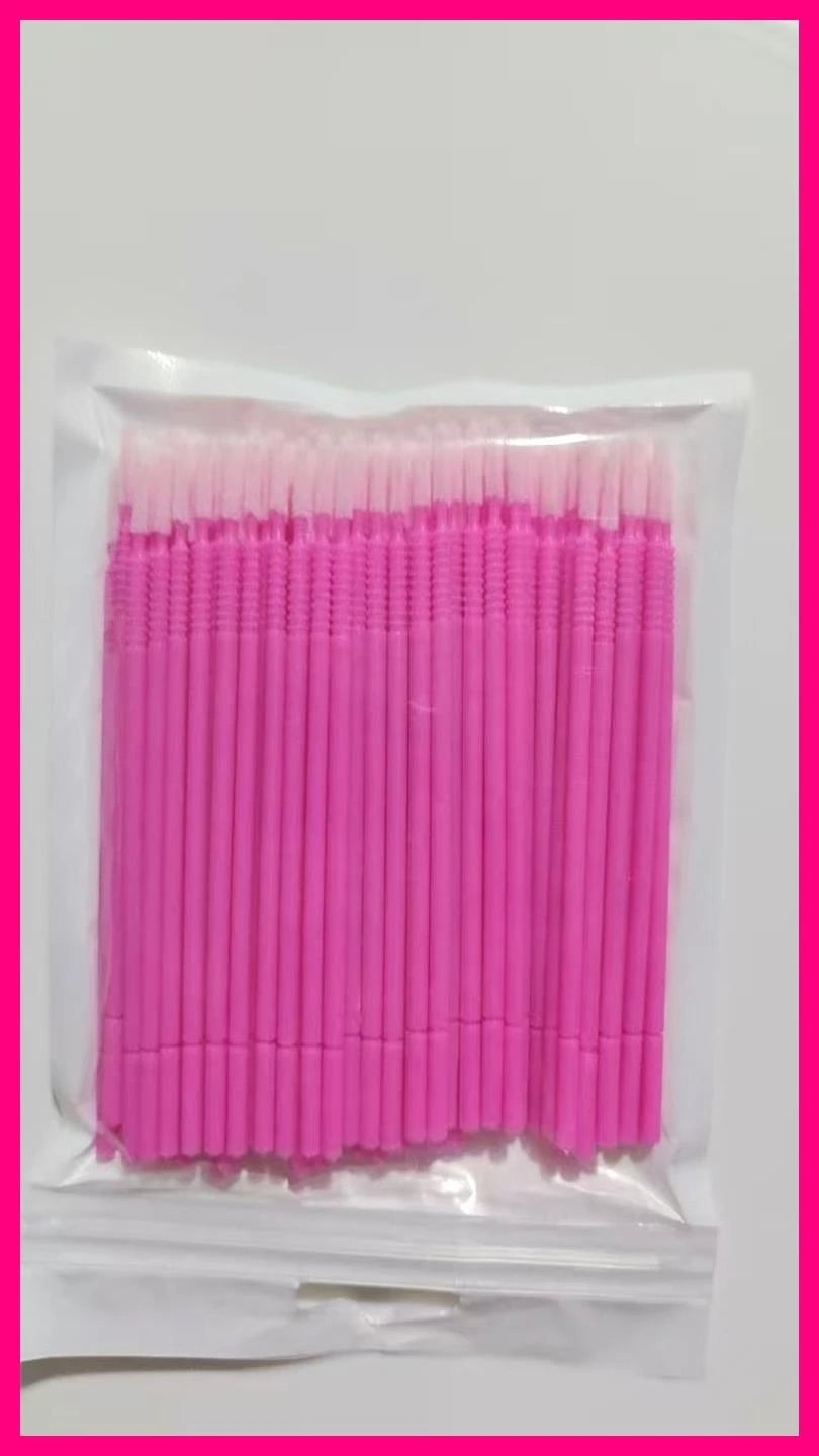 Wholesale 100pcs Long Head Bendable Micro Brushes Lash Extensions Eyelash Glue Cleaning Brush for Eyelashes