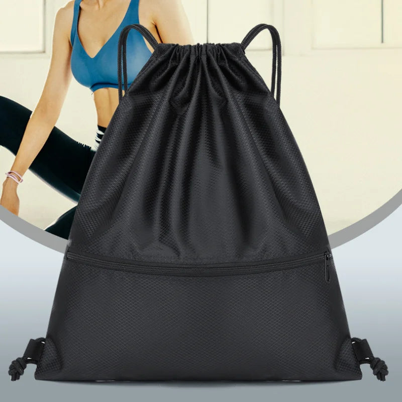 Lightweight Drawstring Backpack for Men and Women Sports Fitness Backpack Outdoor Leisure Backpack Zipper Bag