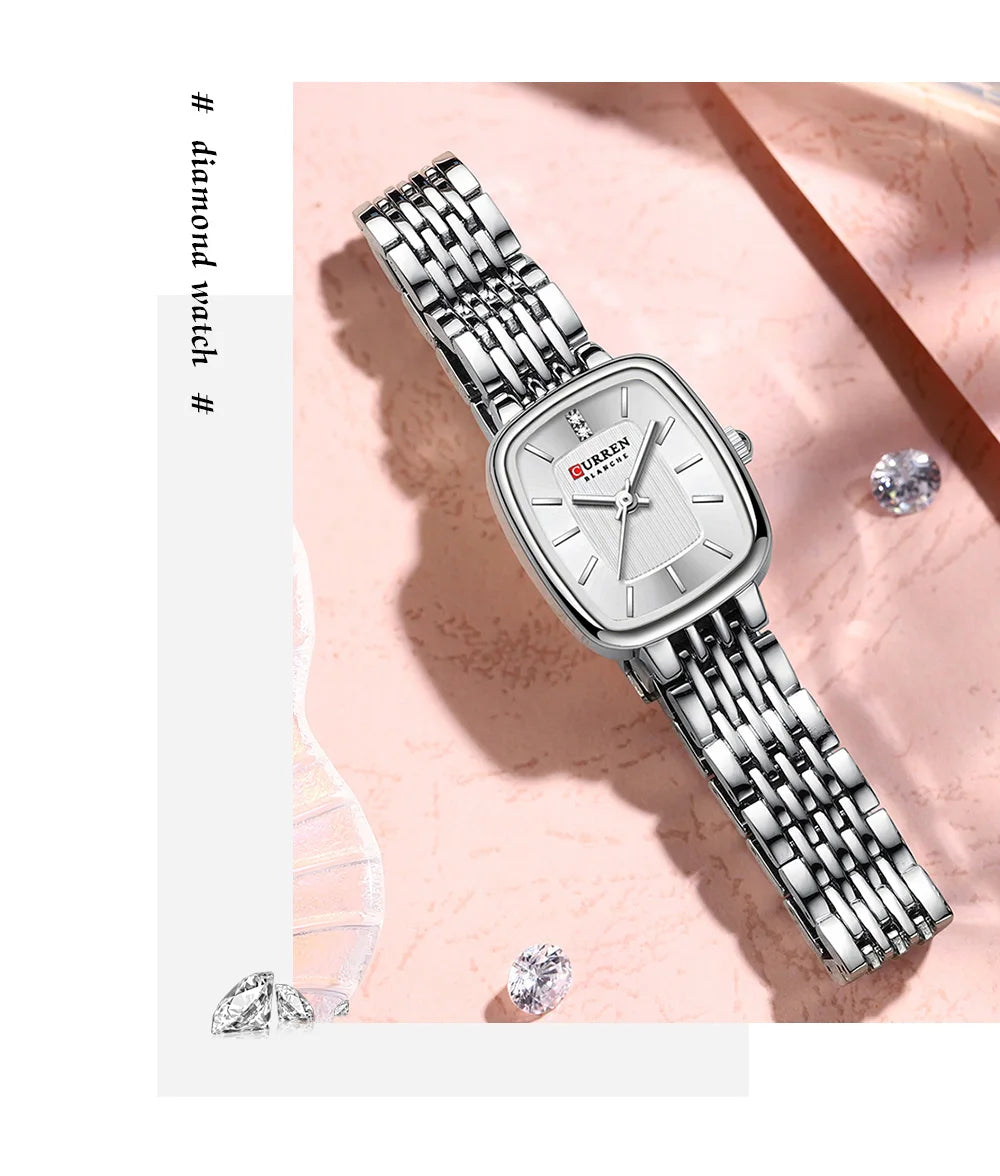 Curren 9093 Women's Quartz Watch Waterproof Luxury Party Women's Watch Elegant Gold Rectangular Dial Quartz Watch Bracelet Gift