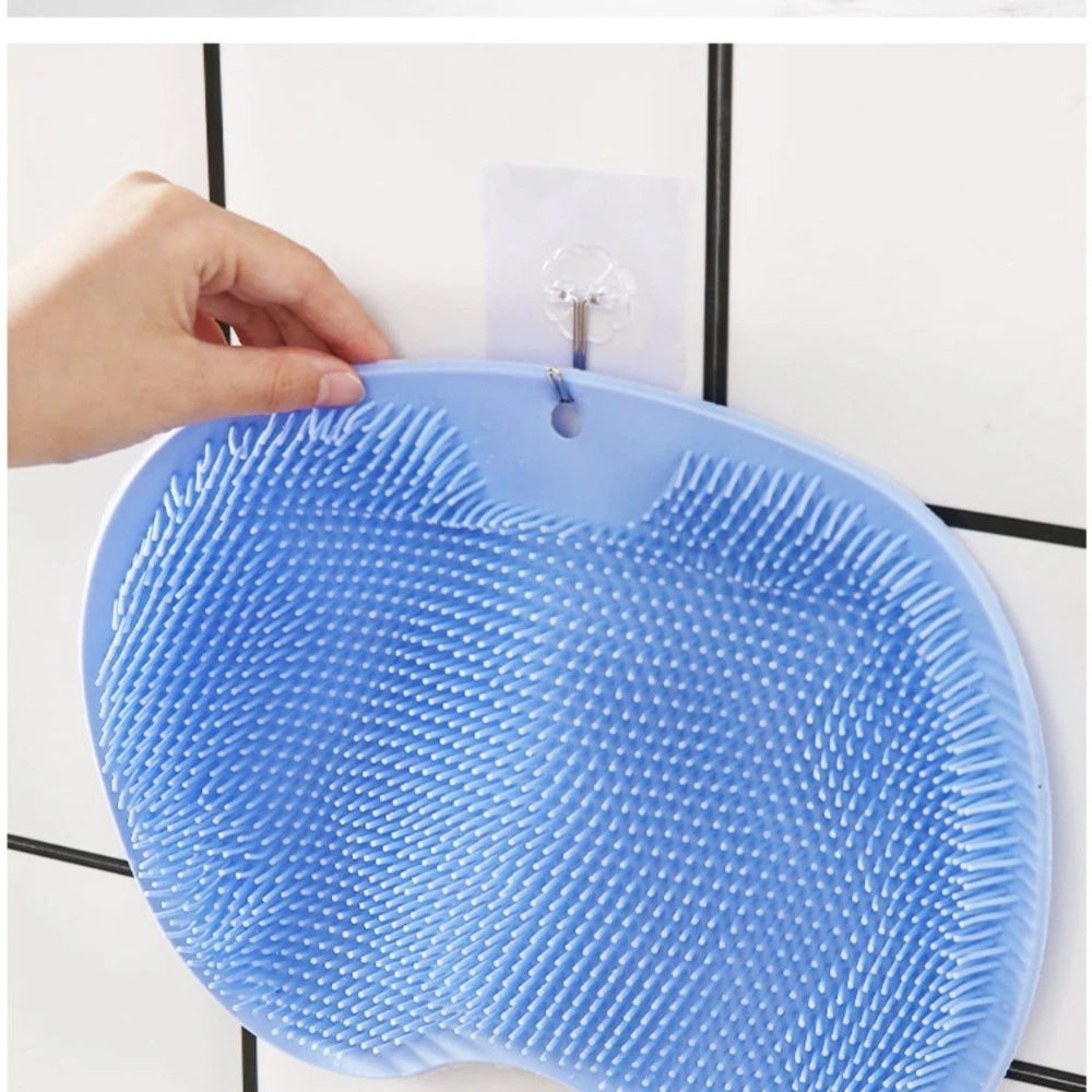 Shower Foot Scrubber Mat Back Washer Exfoliating Bath Wash Pad Wall Mounted Slip Suction Cups for Use in Cleaner Men and Women