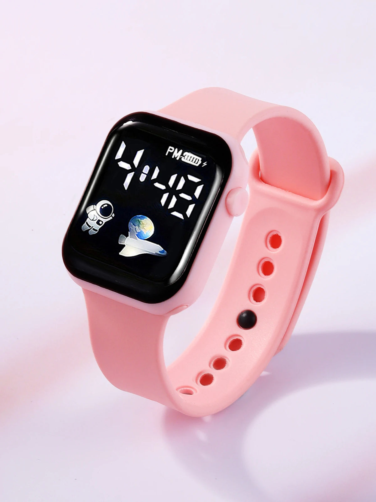 Square Electronic Watch Set with Beaded Butterfly Design and Spaceship Pattern Non-smartwatch Birthday Gift Without Box