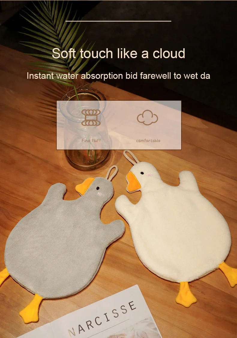 Cute Cartoon Goose Hand Towel for Kitchen and Bathroom - Hanging, Thickened, Absorbent Hand Towel