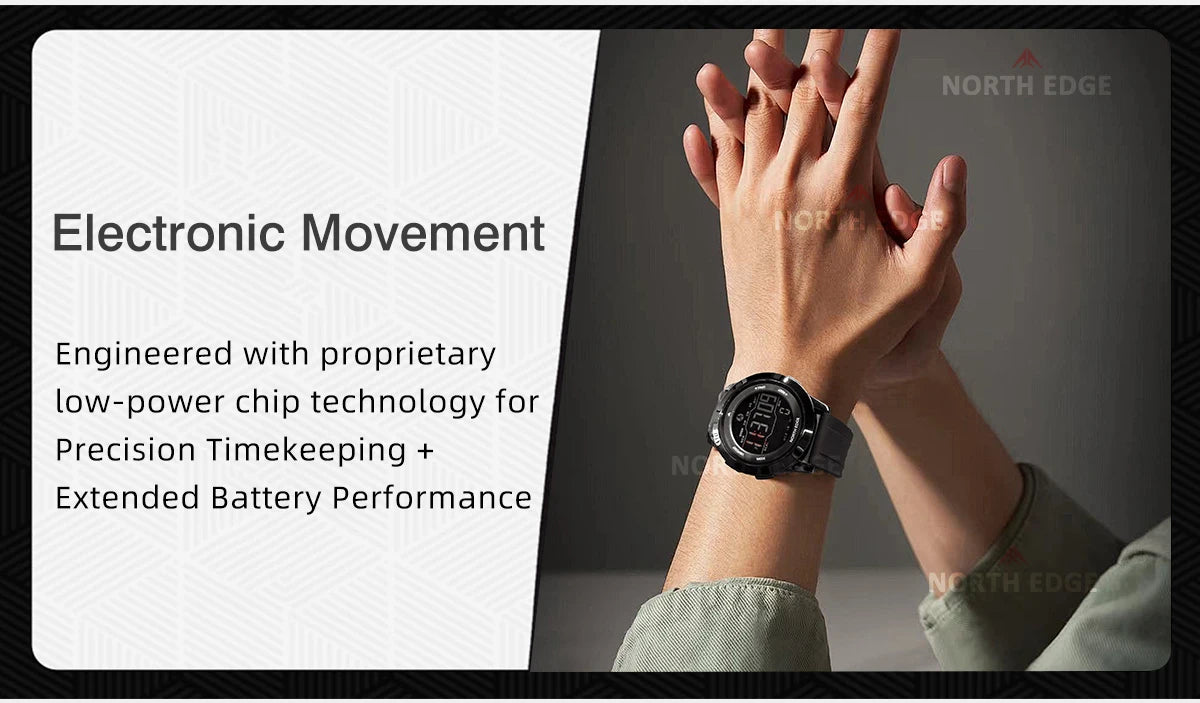 NORTH EDGE APOLLO Luxury Men Women Digital Watch Waterproof 50M Sports Watches Dual Time Pedometer Alarm Clock Couple's Watches