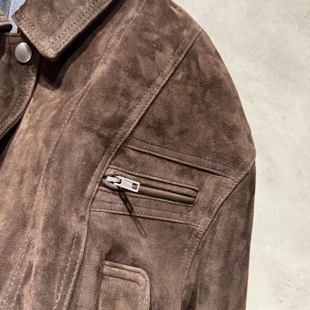 Women Suede Bomber Winter Genuine Sheep Leather Coat Broad Shoulder Ladies Real Sheep Suede Jackets