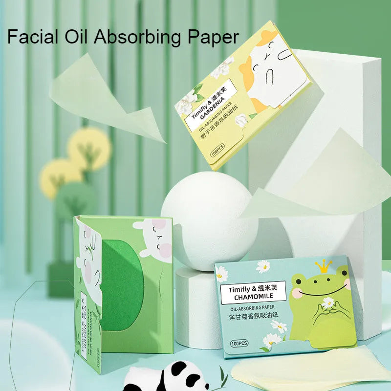 100 Pieces Fragrance Facial Oil-absorbing Paper for T-zone Oil Control
