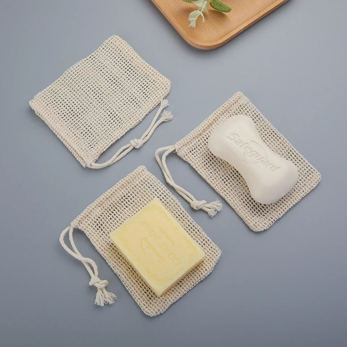 Natural Cotton Soap Saver Bag, 3 Pieces Eco-friendly Handmade lathering Cotton Mesh Soap Pouch For Body Cleansing Skincare