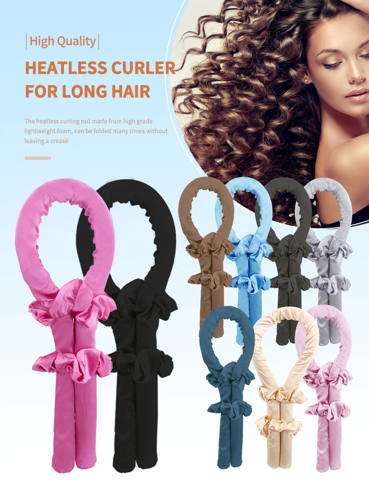 Heatless Curling Rod Headband No Heat Silk Curls Ribbon Hair Rollers Sleeping Soft Headband Lazy Hair Curlers Hair Styling Tools