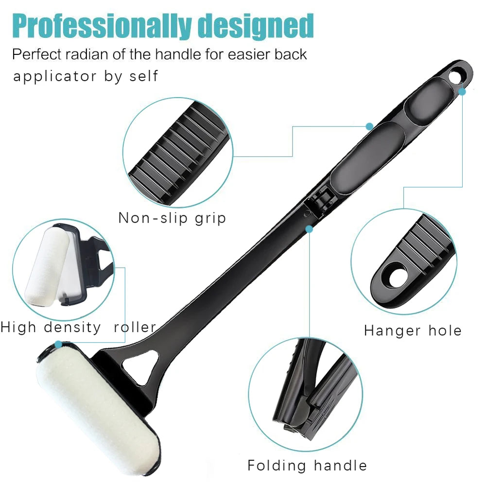 Lotion Applicator Self Sunscreen Tanning Back Applicator Stick Portable Long Handle Foldable With Two Replacement Heads