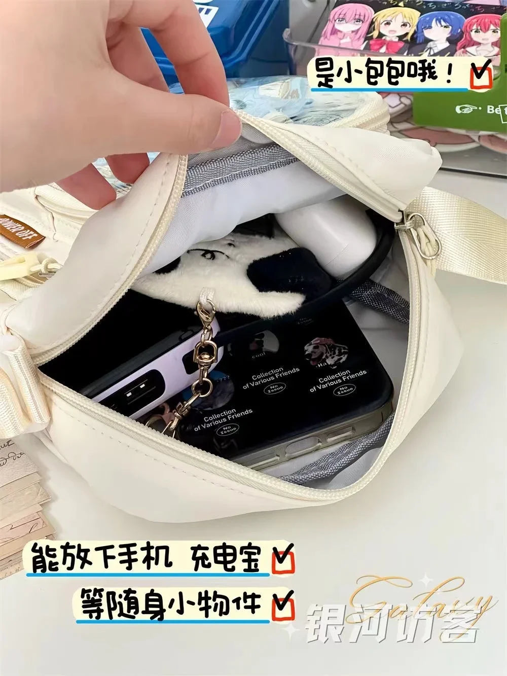 Y2K Mini Itabag Women Korean Casual Crossbody Bags Transparent Pocket Small Shoulder Bag Purses and Phone Ita Bag DIY Bag