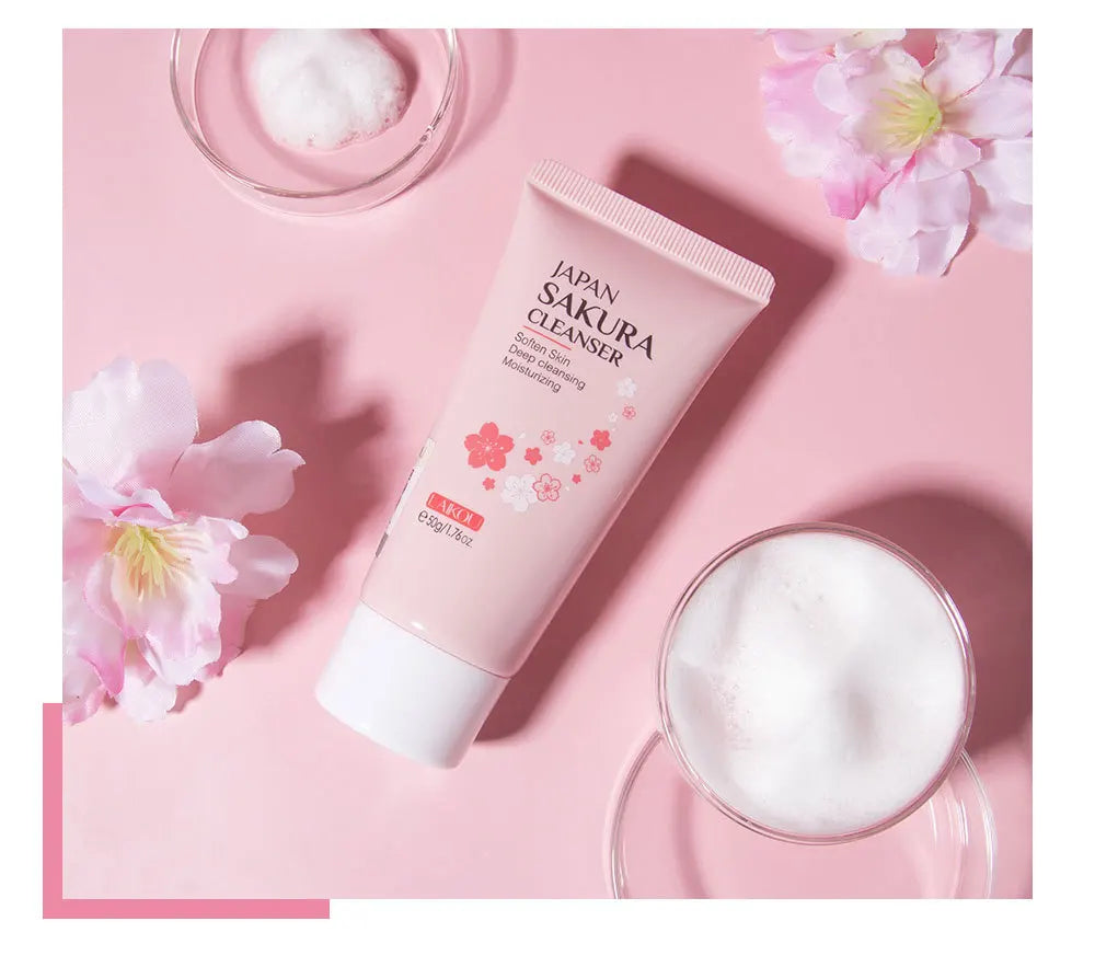 Laikou Japan Sakura Gentle Face Wash Hydrating Oil Control Niacinamide Hyaluronic Acid Daily Facial Cleanser For All Skin Types