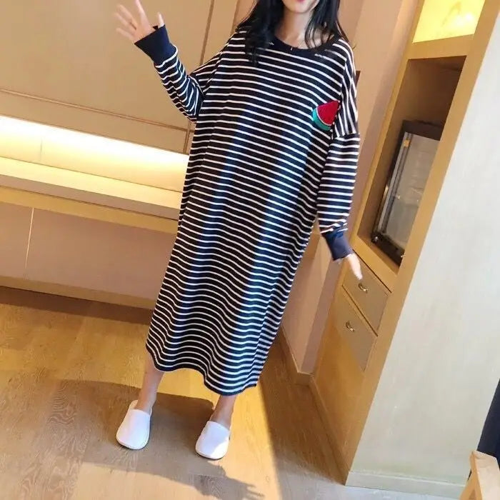 Loose Long Sleeve Sleepwear Women's Home Clothes Striped Pattern Sweet Style Spring Summer New Arrival 2023 Thin Fabric round...