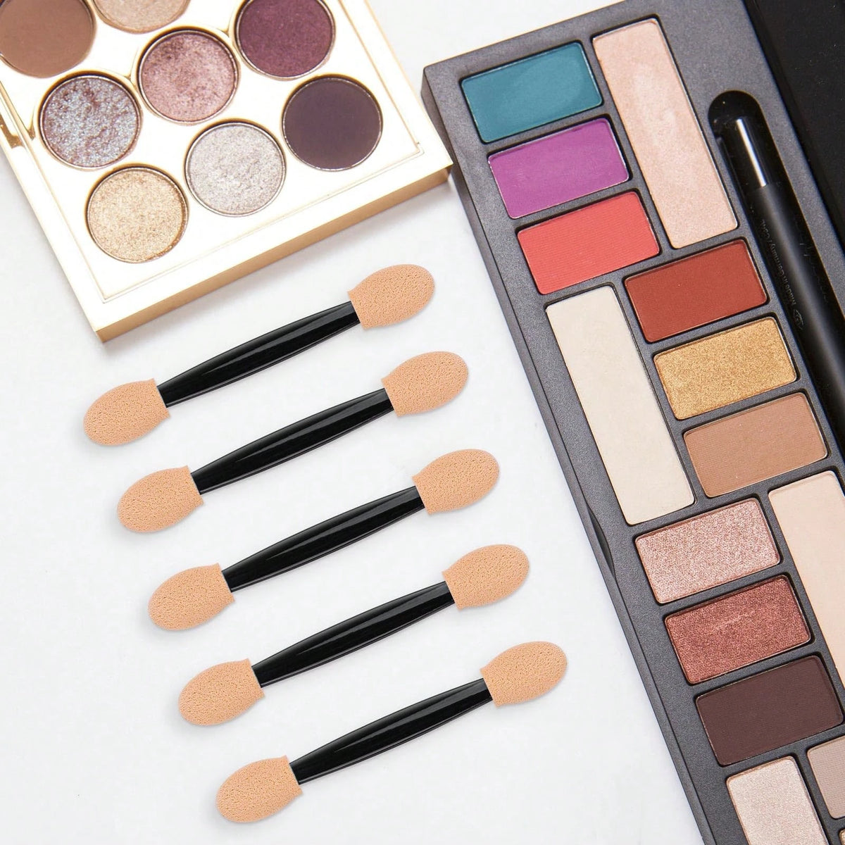 100/200Pcs Double-Headed Eyeshadow Brush, Disposable Dual Sided Eyeshadow Brush Double Ended Sponge Applicator Oval Tipped
