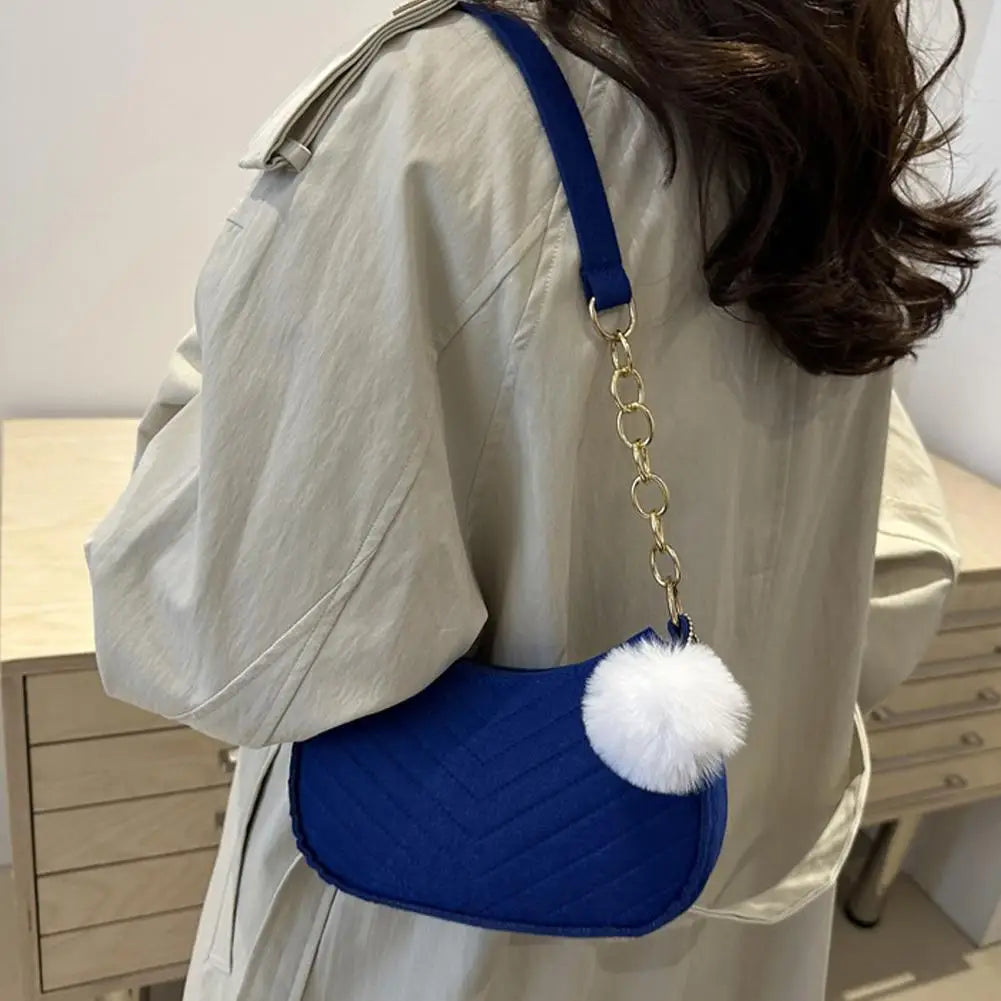 Mini Women Shoulder Bags Fashion Felt Women's Bag Advanced Design Underarm Handbags Mini Saddle Bag