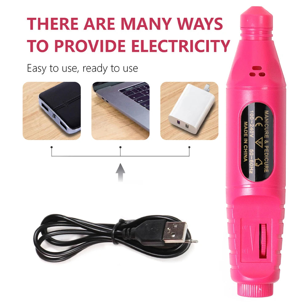 Electric Nail Drill Machine Set Pedicure Grinding Equipment Mill For Manicure Professional Strong Nail Polishing Tool