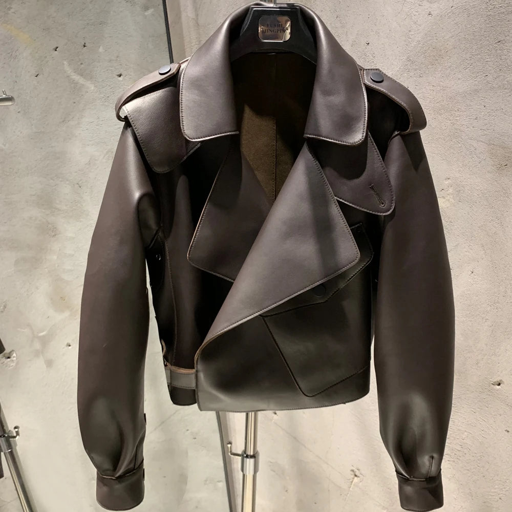 Lady Jacket Real Sheepskin Blouse Coat Women Spring and Autumn Casual Outwear 2979