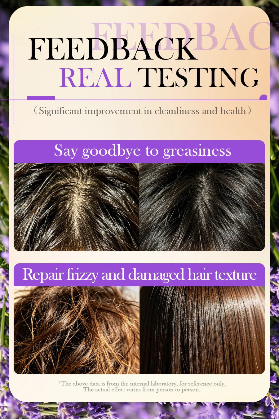 Lavender Shampoo Oil Control Refreshing Hair Smooth Oily Scalp Solution No Silicone Oil