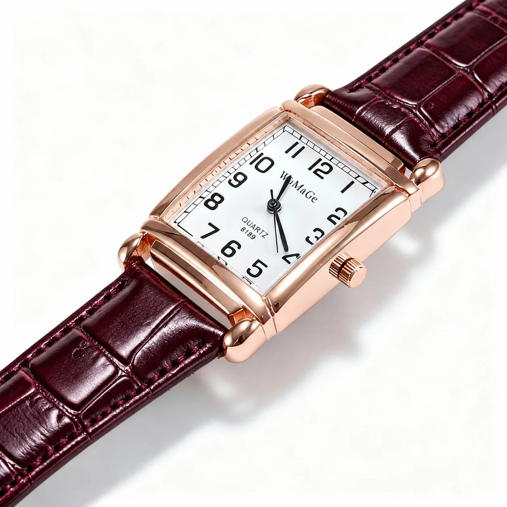 New Watches for Women Square Rose Gold Wrist Watches Fashion Leather Brand Watches Ladies Quartz Watch Clock Montre Femme
