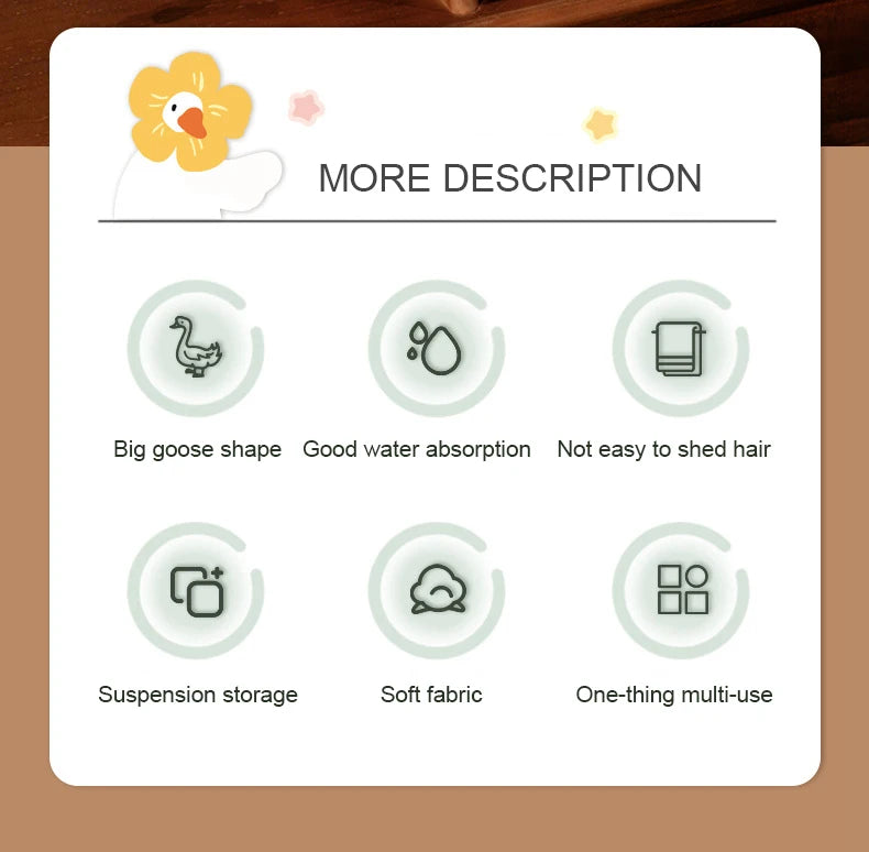 Cute Cartoon Goose Hand Towel for Kitchen and Bathroom - Hanging, Thickened, Absorbent Hand Towel