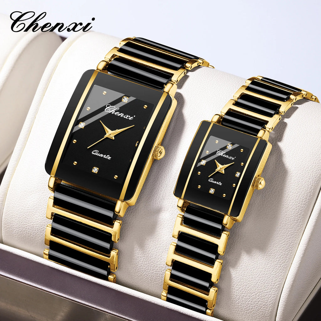 CHENXI 104A Waterproof Top Brand Luxury Couple Watches Watch for Women Men with Simulated-Ceramics Strap Relojes Para Damas