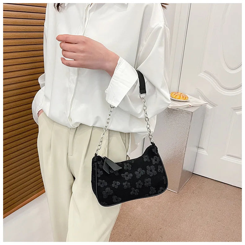 Fashion Felt Shoulder Bags for Women Small Casual Underarm Bag Female Hand Crossbody Bags for Women