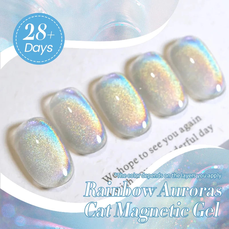 BORN PRETTY 10ml Rainbow Auroras Cat Magnetic Gel Nail Polish Holographics Soak Off Manicure Gel Varnis Semi Permanent Nail Art