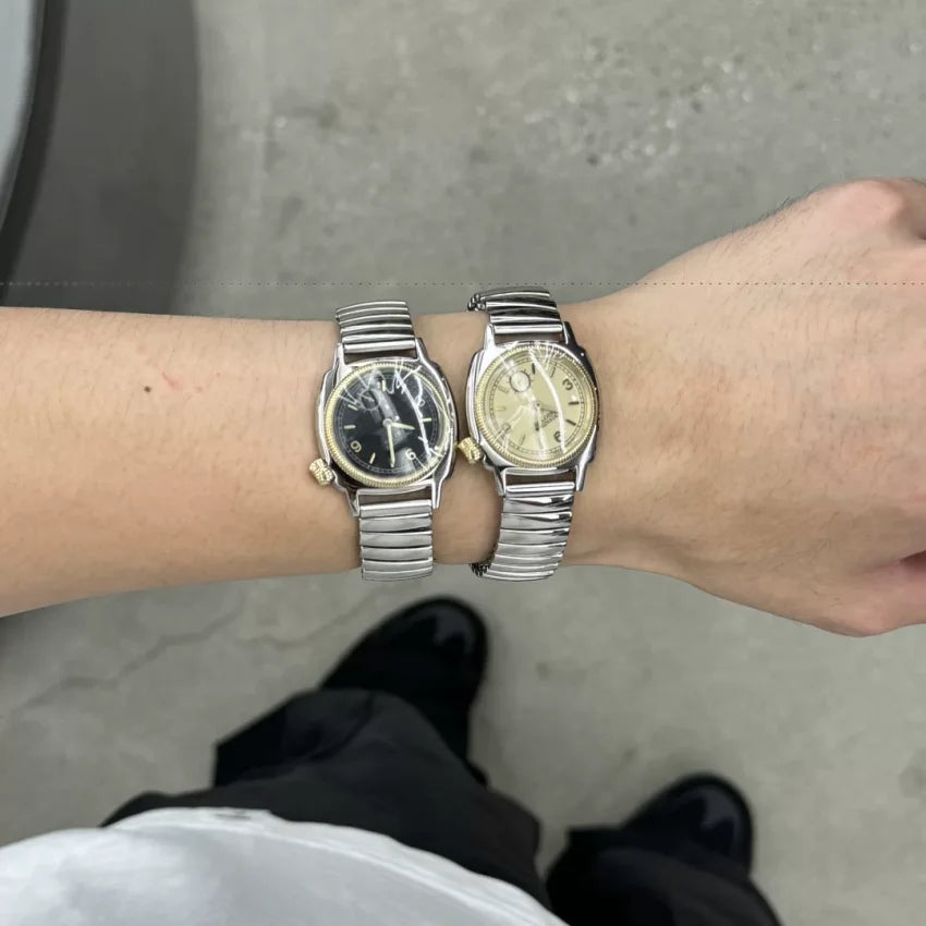 Y2K Waterproof Japanese Retro Luminous Wristwatch for Men And Women Premium Stainless Steel Quartz Watch שעון יד קוו for Couple